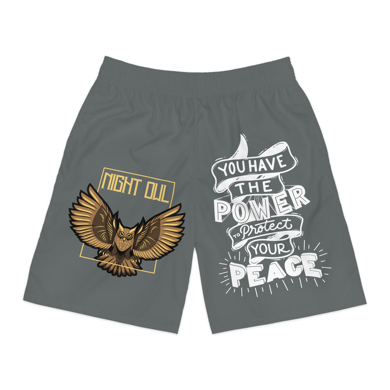 Motivational Quote With Owl Design Men's Jogger Shorts (AOP)