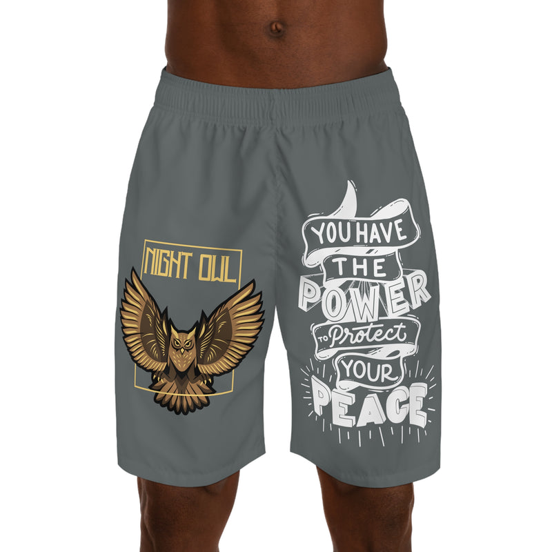 Motivational Quote With Owl Design Men's Jogger Shorts (AOP)